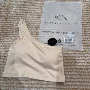 Klassy Network Beige one shoulder crop size medium